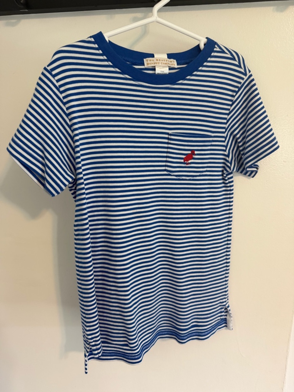 Boys The Beaufort Bonnet Company Blue and White Striped Tee with Gold Logo Tag